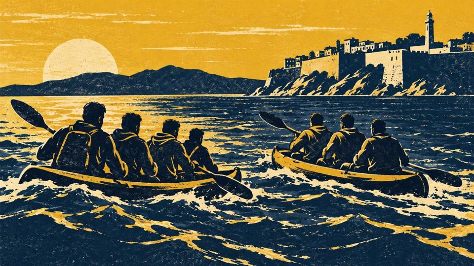 Illustrazione simbolica per : Stretto: sette marocchini intercettati su due kayak