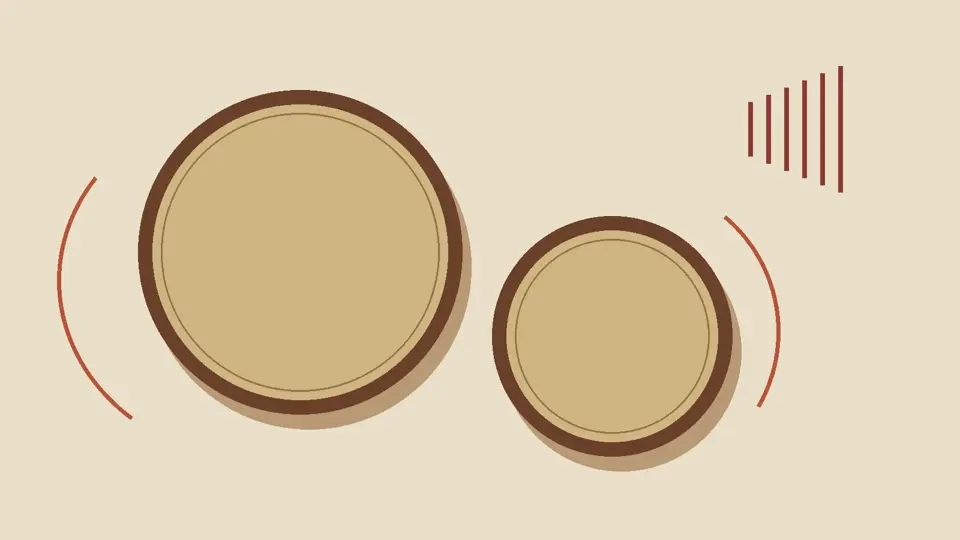 Original symbolic illustration of percussion and rhythms, not a depiction of the actual festival.